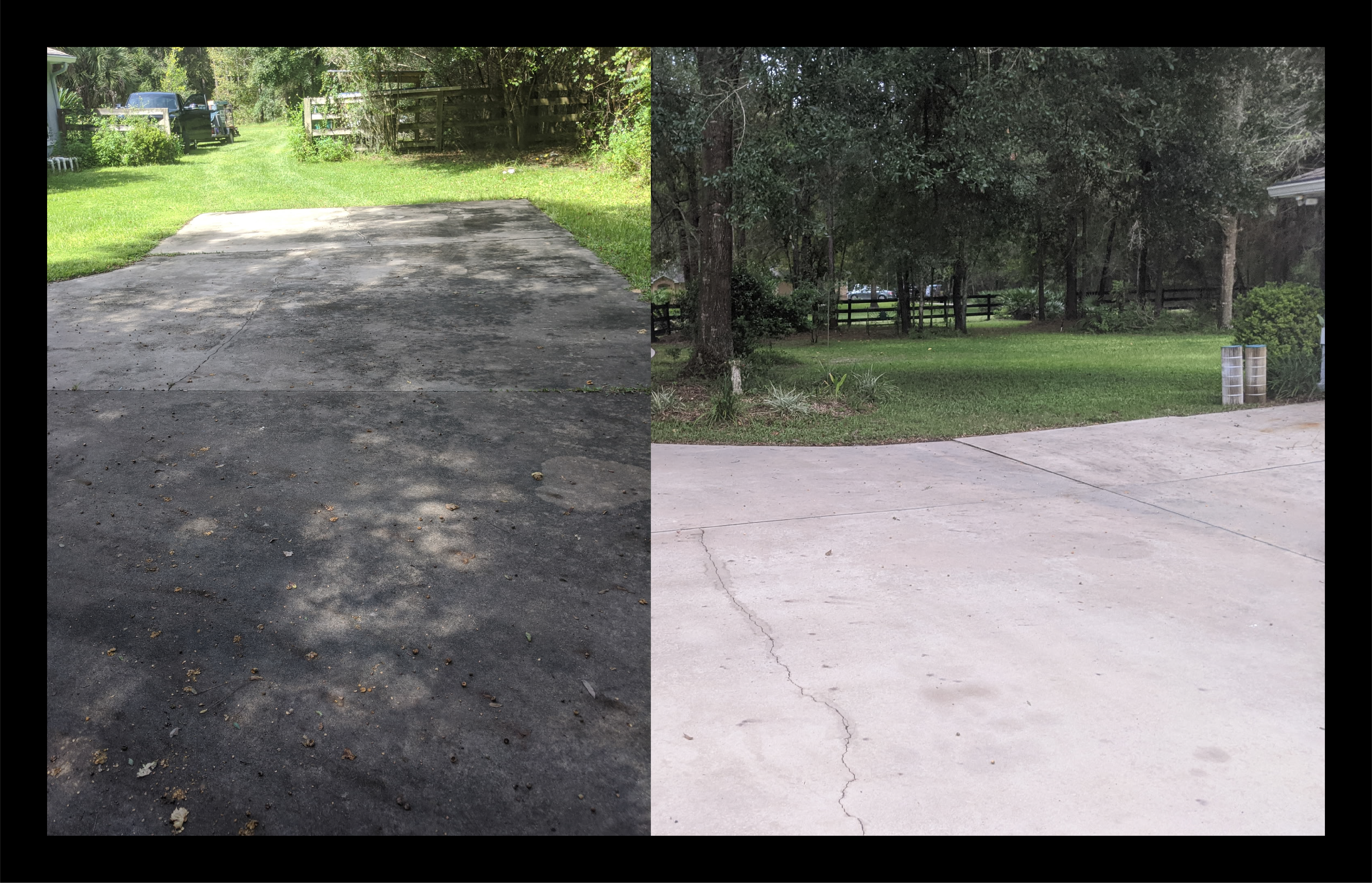 Pressure washed driveway in Central Florida
